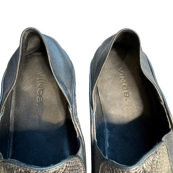 Vince Garvey Loafer Shoes Womens 8.5 Black Snake Leather Slip on - Picture 3 of 7